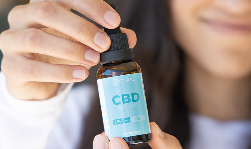 Women holding CBD isolate oil in hand. What is CBD isolate