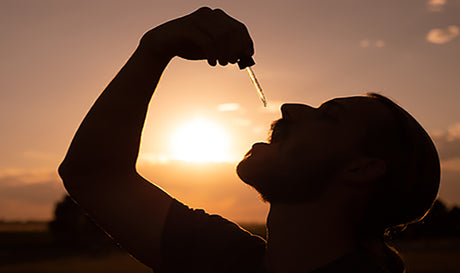 Man taking Zatural CBD oil at sunset. What are terpenes in cbd oil?