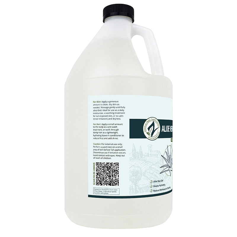 Zatural Aloe Vera Gel 1 Gallon Left Side of Label