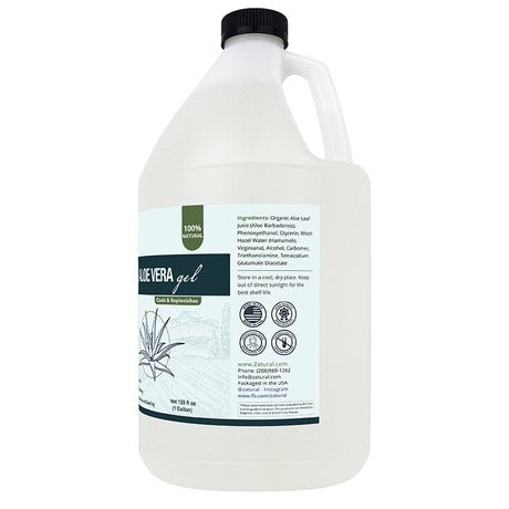Zatural Aloe Vera Gel 1 Gallon Right Side of Label