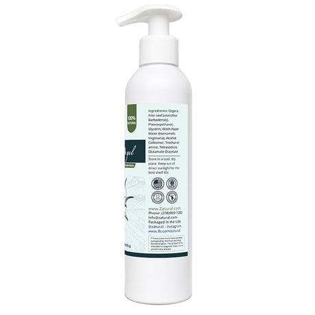 Zatural Aloe Vera Gel 8oz Right Side of Label