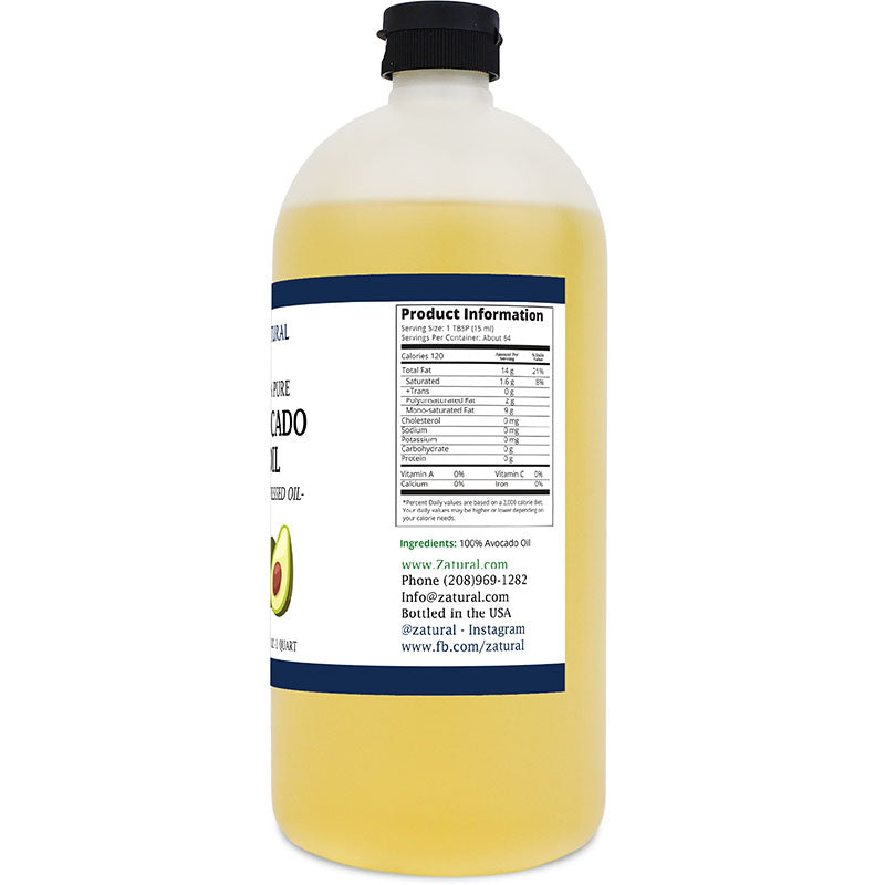 Zatural Avocado Oil 32oz right side of label