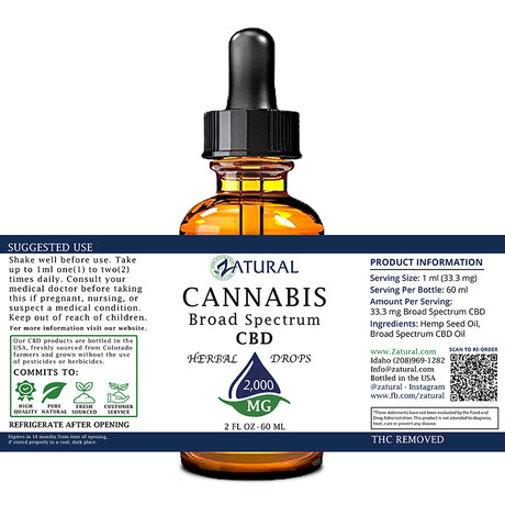 Natural CBD Oil 2000mg label