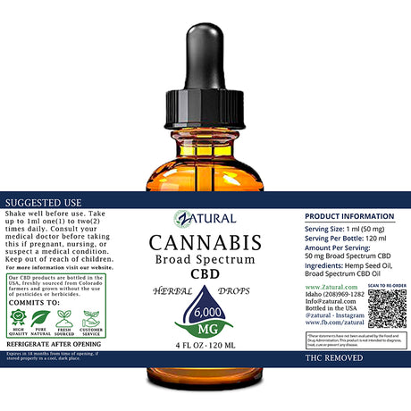 Natural CBD Oil 6,000mg label