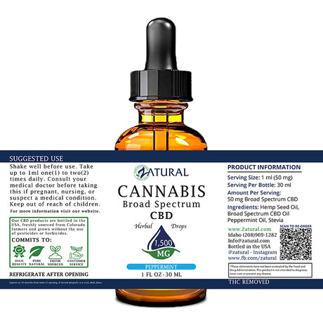 CBD Oil Peppermint Drops | Broad Spectrum - THC Removed