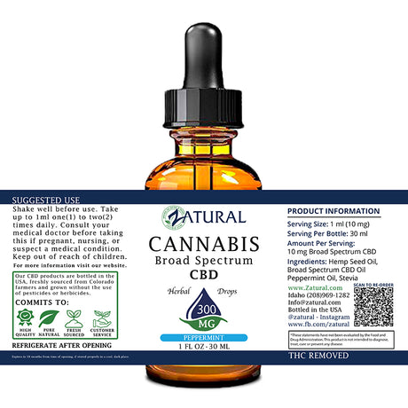 300mg Peppermint Flavored CBD Oil label