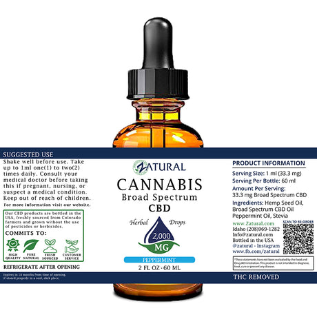Peppermint CBD Oil 2,000 mg label