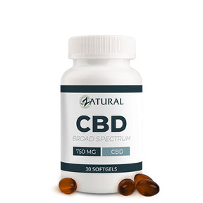 Zatural Broad Spectrum CBD Softgels 750mg softgels on the outside