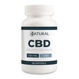 CBD supplement bottle with 'Natural CBD' label on a white background
