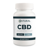 CBD supplement bottle with 'Natural CBD' label on a white background