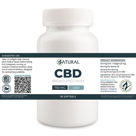 CBD supplement bottle with label on a white background