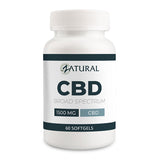 CBD supplement bottle with 'Natural' branding on a white background