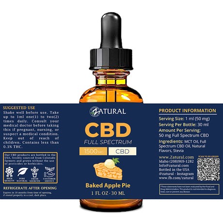 Full Spectrum CBD Oil 1500mg Baked apple pie label