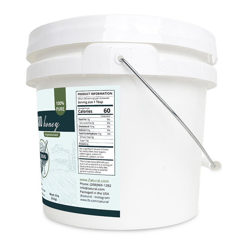 Zatural CBD Honey 7,200mg right side of label