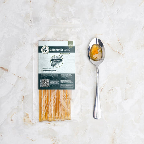 Zatural CBD Honey Sticks 10 Count with honey sticks