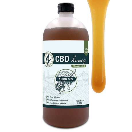 Zatural CBD Honey 1800mg with a drizzle