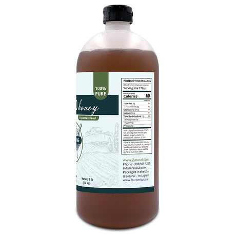 Zatural CBD Honey 3600mg right side of label