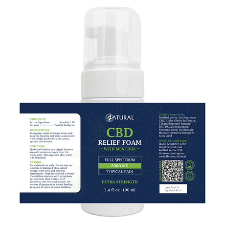 Zatural CBD Relief Foam label