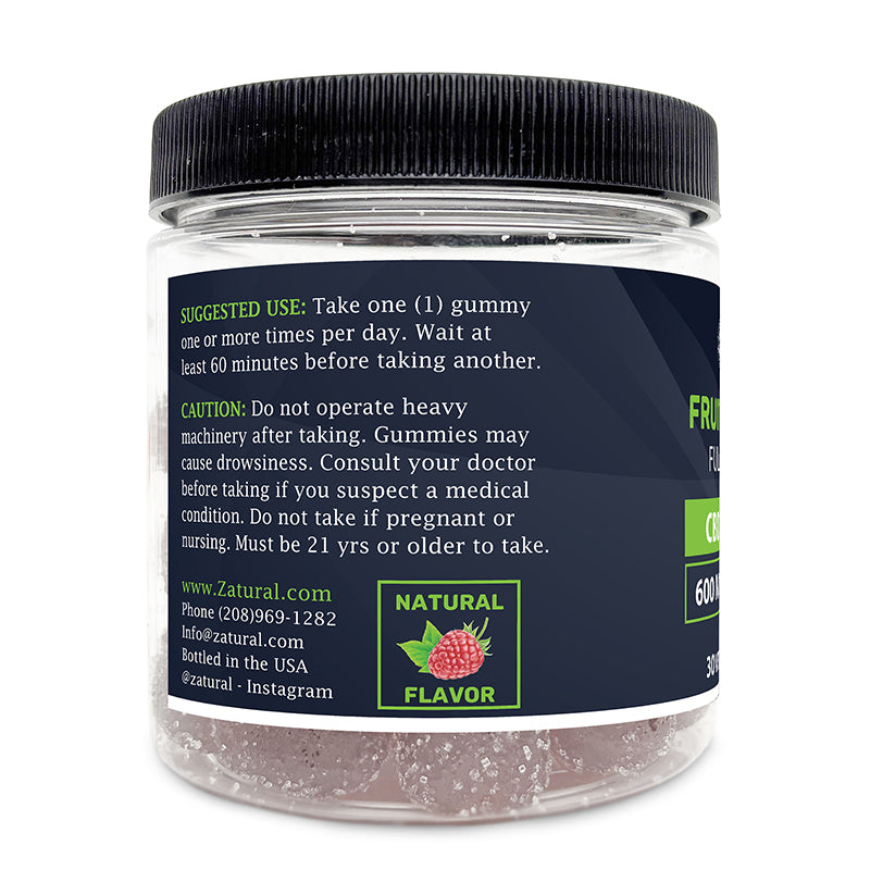 Zatural Full Spectrum CBD + THC Gummies Left Side of label