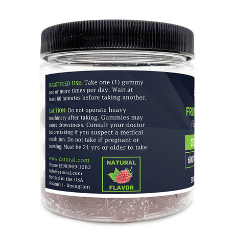Zatural Full Spectrum CBD + THC Gummies Left Side of label