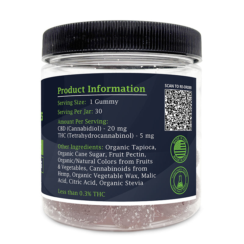 Zatural Full Spectrum CBD + THC Gummies Right Side of label