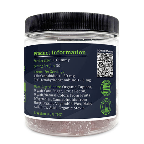 Zatural Full Spectrum CBD + THC Gummies Right Side of label