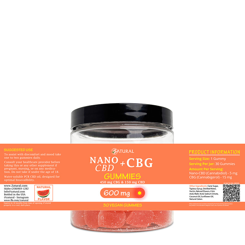 Nano CBD + CBG Gummies 30 count labeling