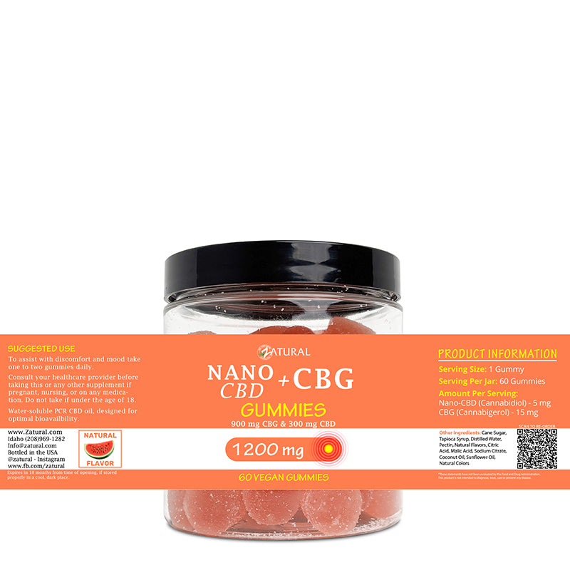 Nano CBD + CBG Gummies 60 count label