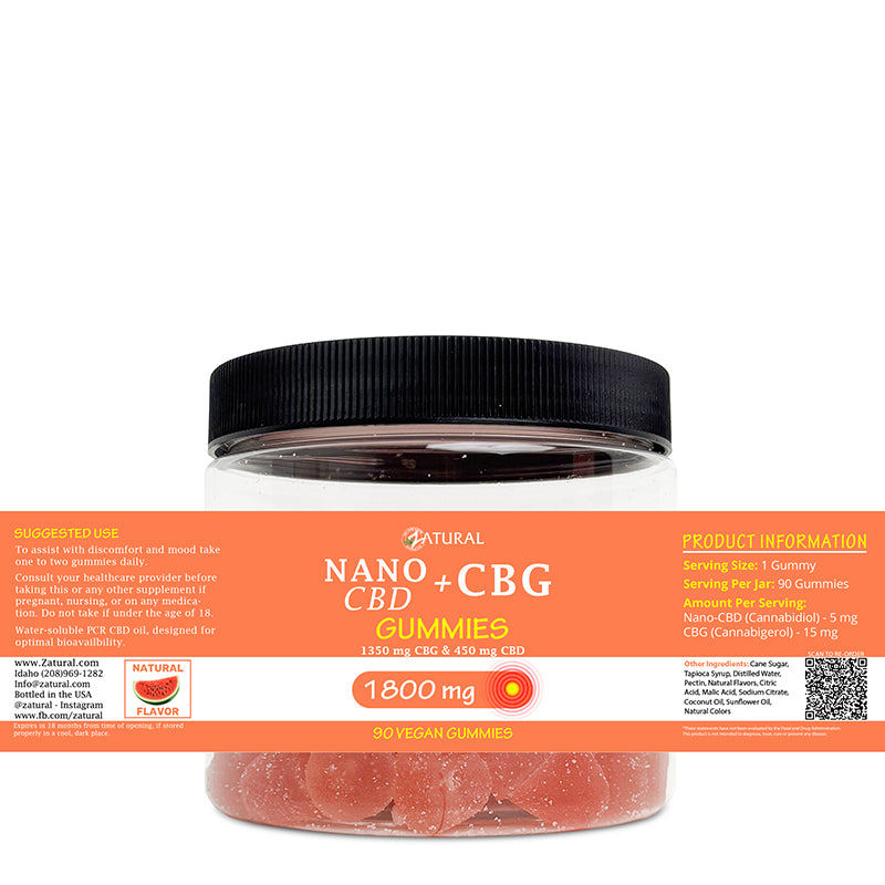 Nano CBD + CBG Gummies 90 count label