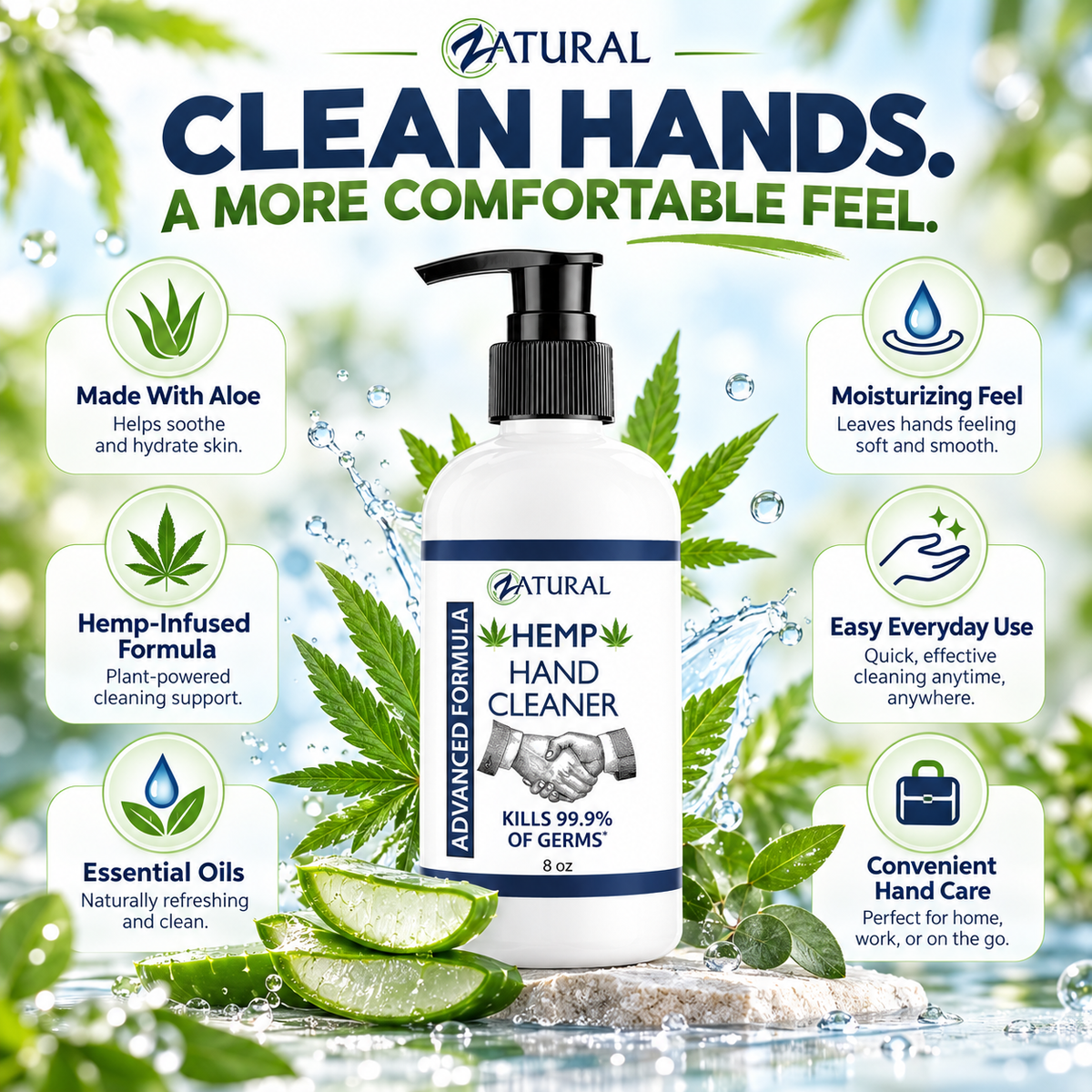 Hemp Hand Sanitizer | Aloe & Essential Oils | Moisturizing