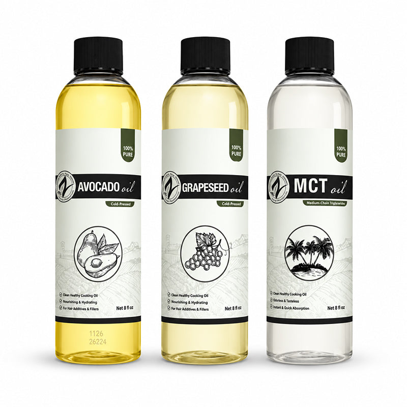 Carrier Oil Set | Avocado, Grapeseed, MCT Oils | 3 x 8oz