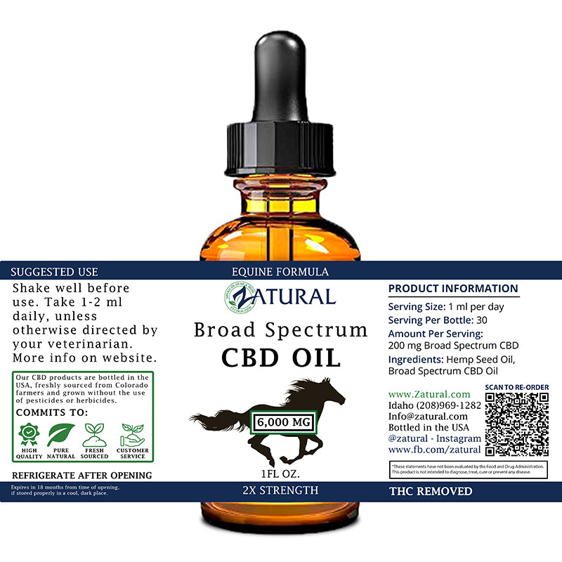 CBD Oil for equines 6000 mg label