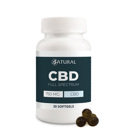 CBD supplement bottle with label on a white background