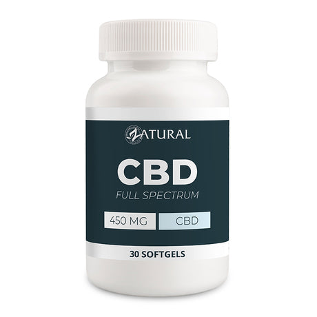 CBD supplement bottle with label on a white background