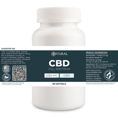 Full Spectrum CBD softgels with 2250mg label