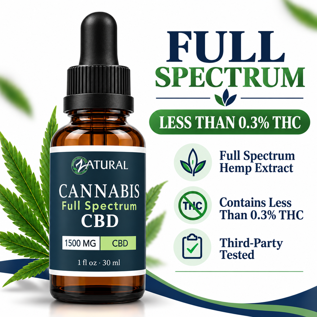 Full Spectrum CBD Oil Drops  | Less Than 0.3% THC
