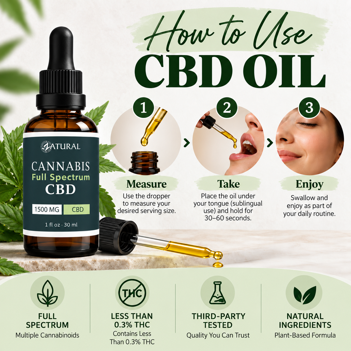 Full Spectrum CBD Oil Drops  | Less Than 0.3% THC