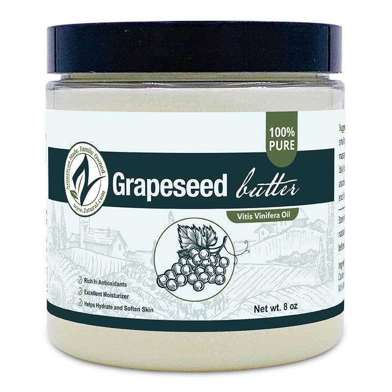 Zatural Grapeseed Butter 8oz front side of label