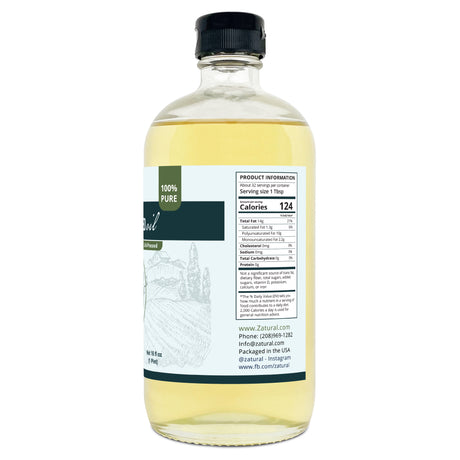 Grapeseed Oil 16oz glass bottle right side of label