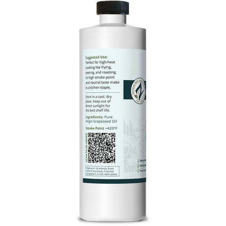 Grapeseed Oil 16oz bottle left side of label