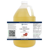 Gallon container of Zatural Virgin Grapeseed Oil with label on a white background