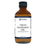 Bottle of Virgin Grapeseed Oil with label on a white background