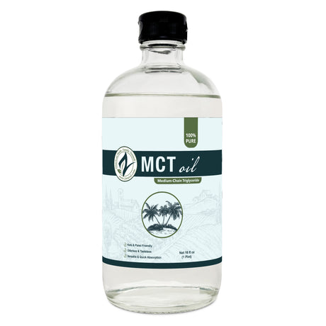 Zatural MCT Oil 16oz glass, front side of label