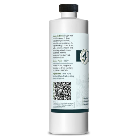 Zatural MCT Oil 16oz, left side of label