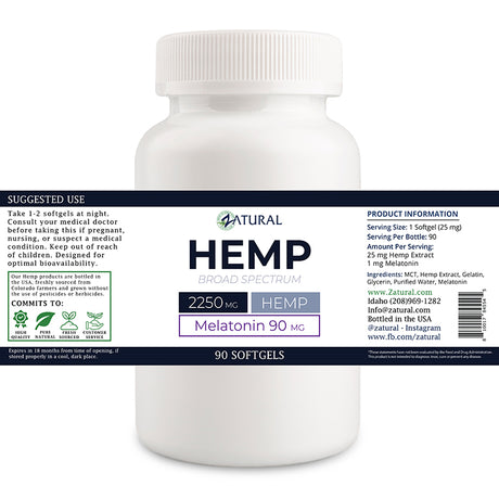 Hemp Extract Softgels with Melatonin 90 count
