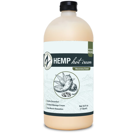 Zatural Hemp Hot Cream 32oz bottle, front side of label