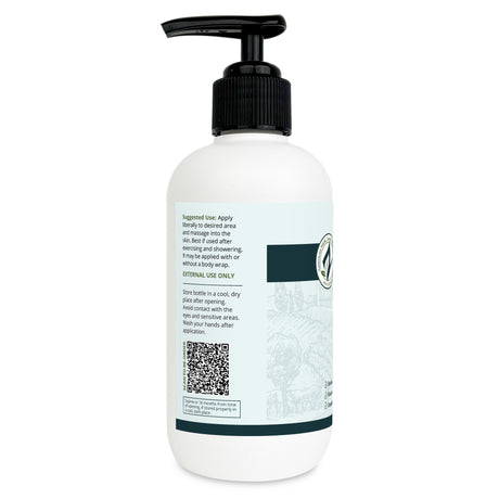 Zatural Hemp Hot Cream 8oz bottle, left side of label