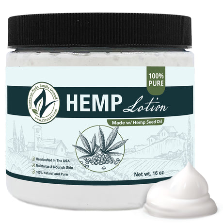 Zatural Hemp Lotion 16oz with a swirl