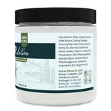 Zatural Hemp Lotion 8oz Right side of the label