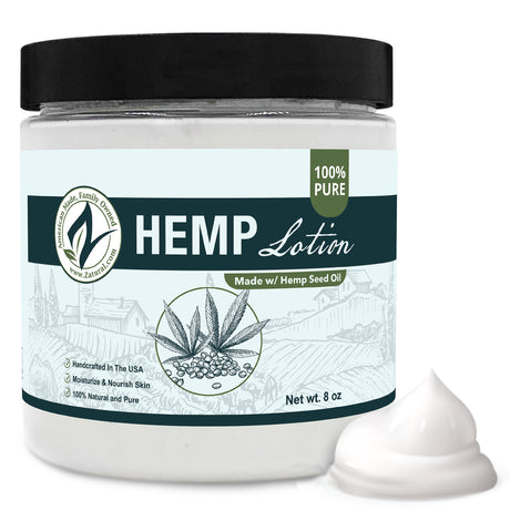Zatural Hemp Lotion 8oz with a swirl